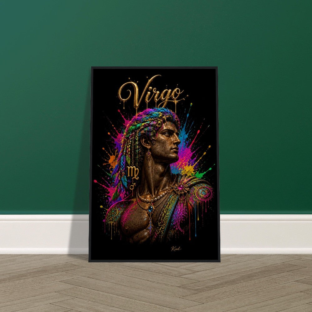 Virgo Neon Zodiac Maiden Poster, Colorful Wall Art, Artistic Astrology Canvas, Zodiac Gift for Him, Danish Art Studio