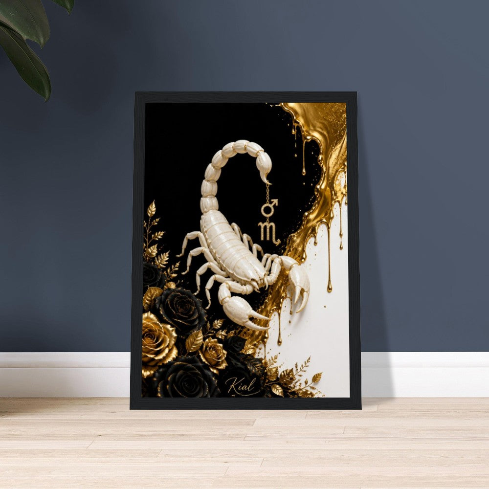 Scorpio Zodiac Scorpion Poster, Gold Wall Art, Zodiac Gift for Him, Danish Art Studio