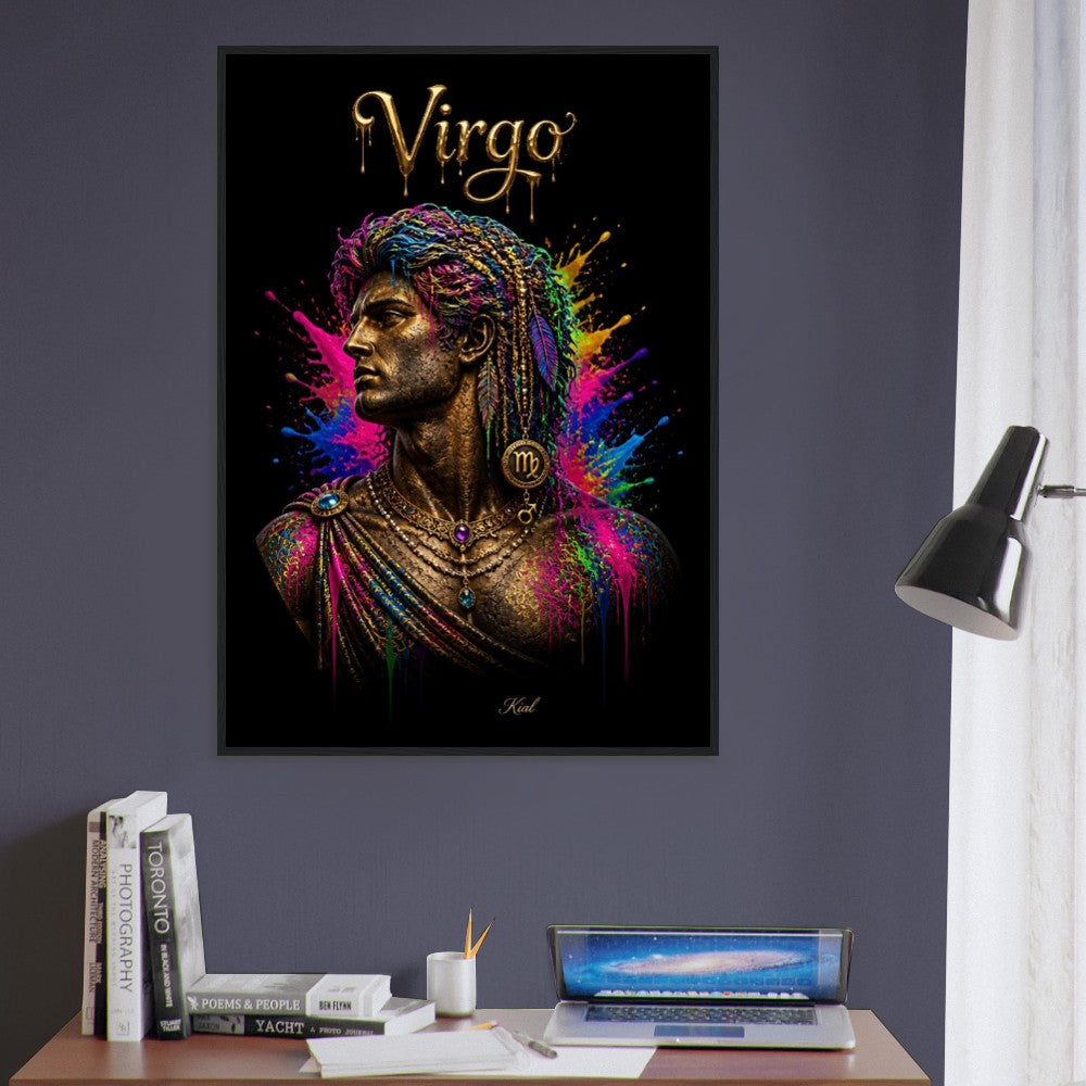 Virgo Neon Zodiac Maiden Poster, Colorful Wall Art, Artistic Astrology Canvas, Zodiac Gift for Him, Danish Art Studio