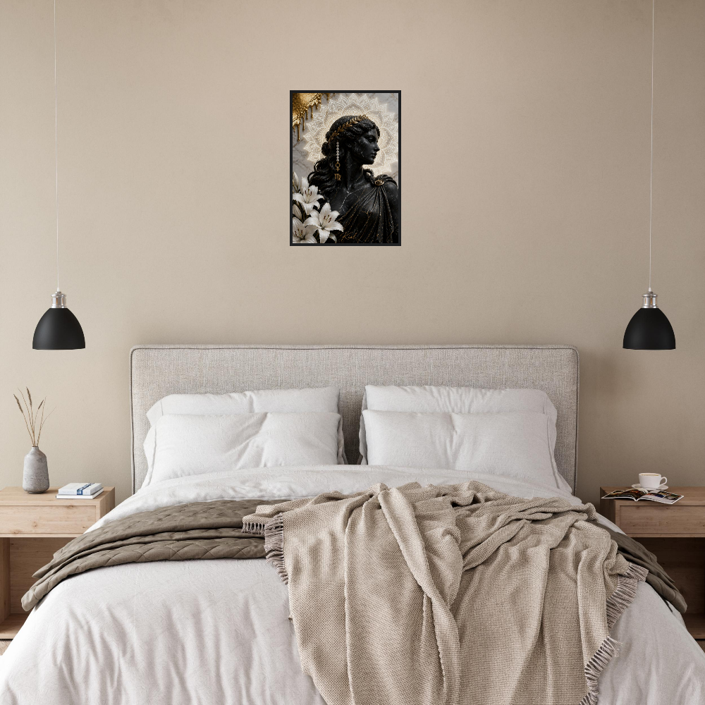 Virgo Zodiac Maiden Poster, Gold Wall Art, Astrology Canvas, Maiden Portrait, Zodiac Gift for Her, Danish Art Studio