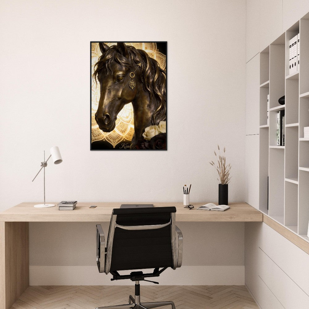 Sagittarius Zodiac Horse Poster, Gold Wall Art, Zodiac Gift for Him, Danish Art Studio
