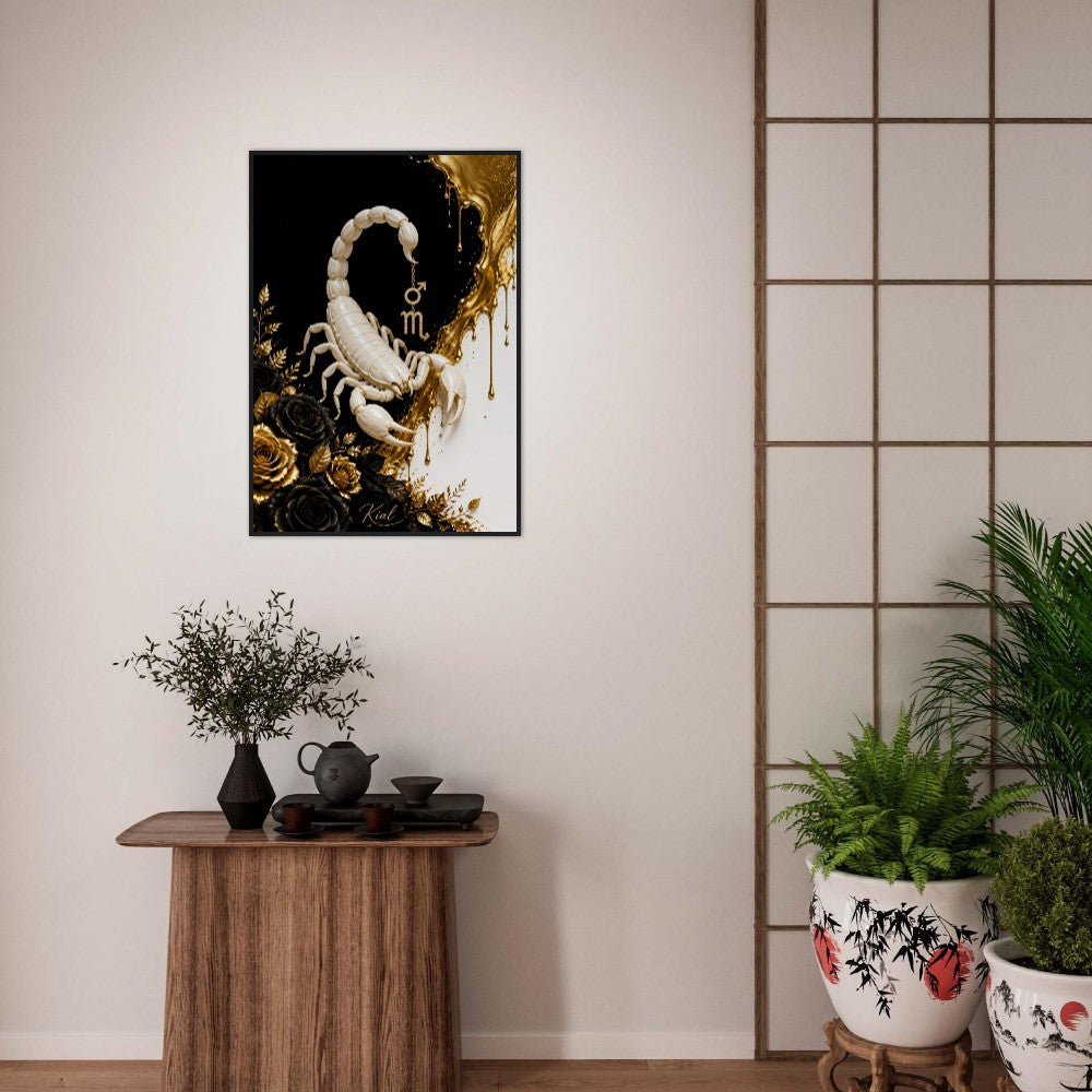 Scorpio Zodiac Scorpion Poster, Gold Wall Art, Zodiac Gift for Him, Danish Art Studio