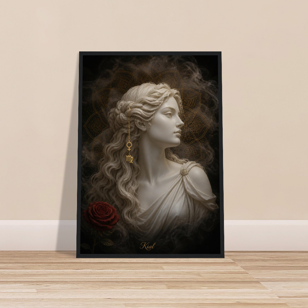 Virgo Zodiac Maiden Poster, Gold Wall Art, Astrology Canvas, Maiden Portrait, Zodiac Gift for Her, Danish Art Studio