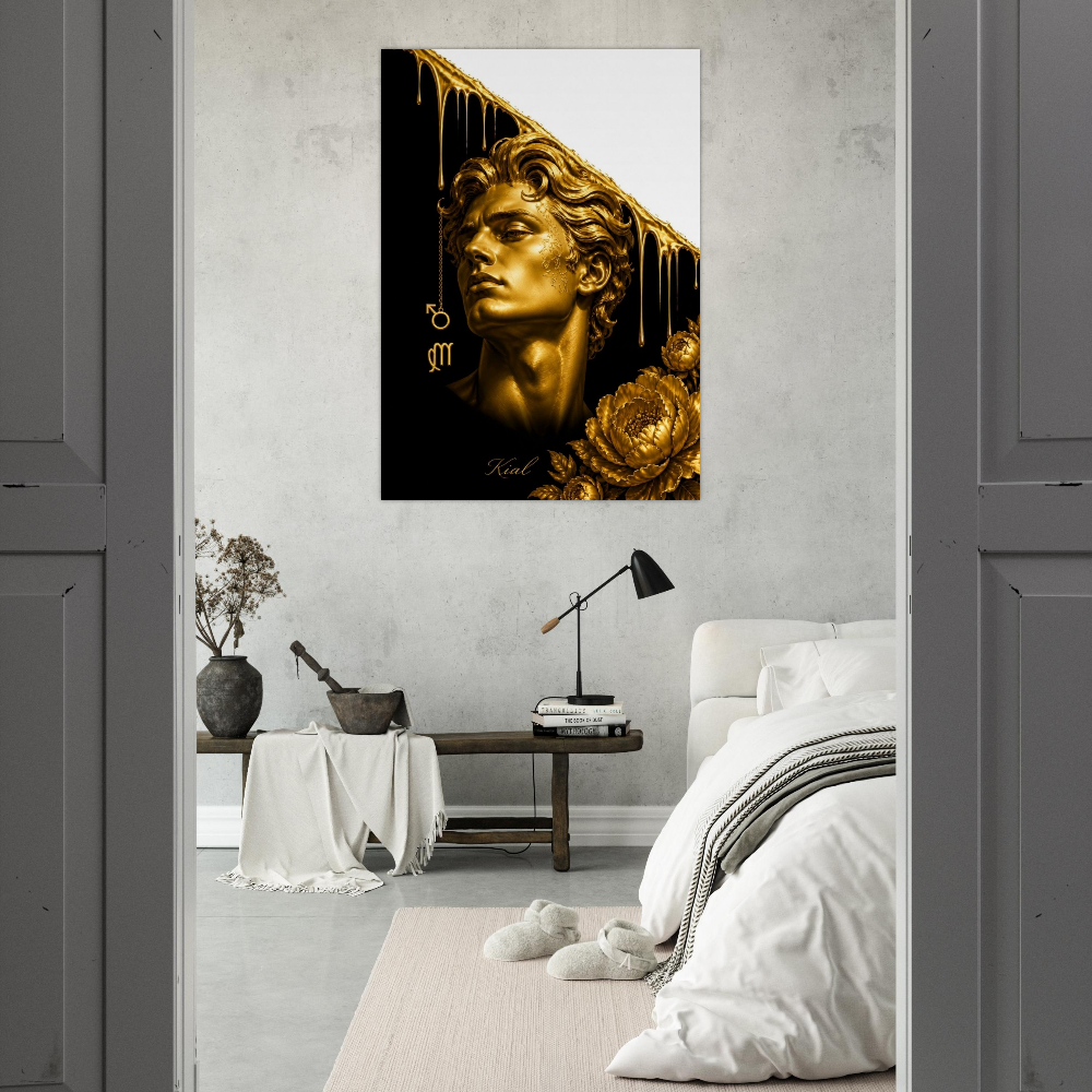Virgo Zodiac Maiden Poster, Gold Wall Art, Astrology Canvas, Maiden Portrait, Zodiac Gift for Him, Danish Art Studio
