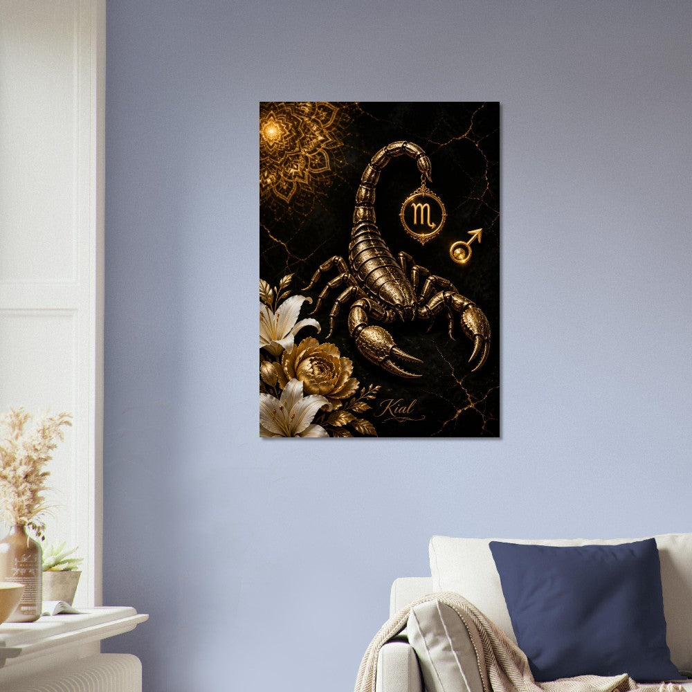 Scorpio Zodiac Scorpion Poster, Gold Wall Art, Zodiac Gift for Him, Danish Art Studio