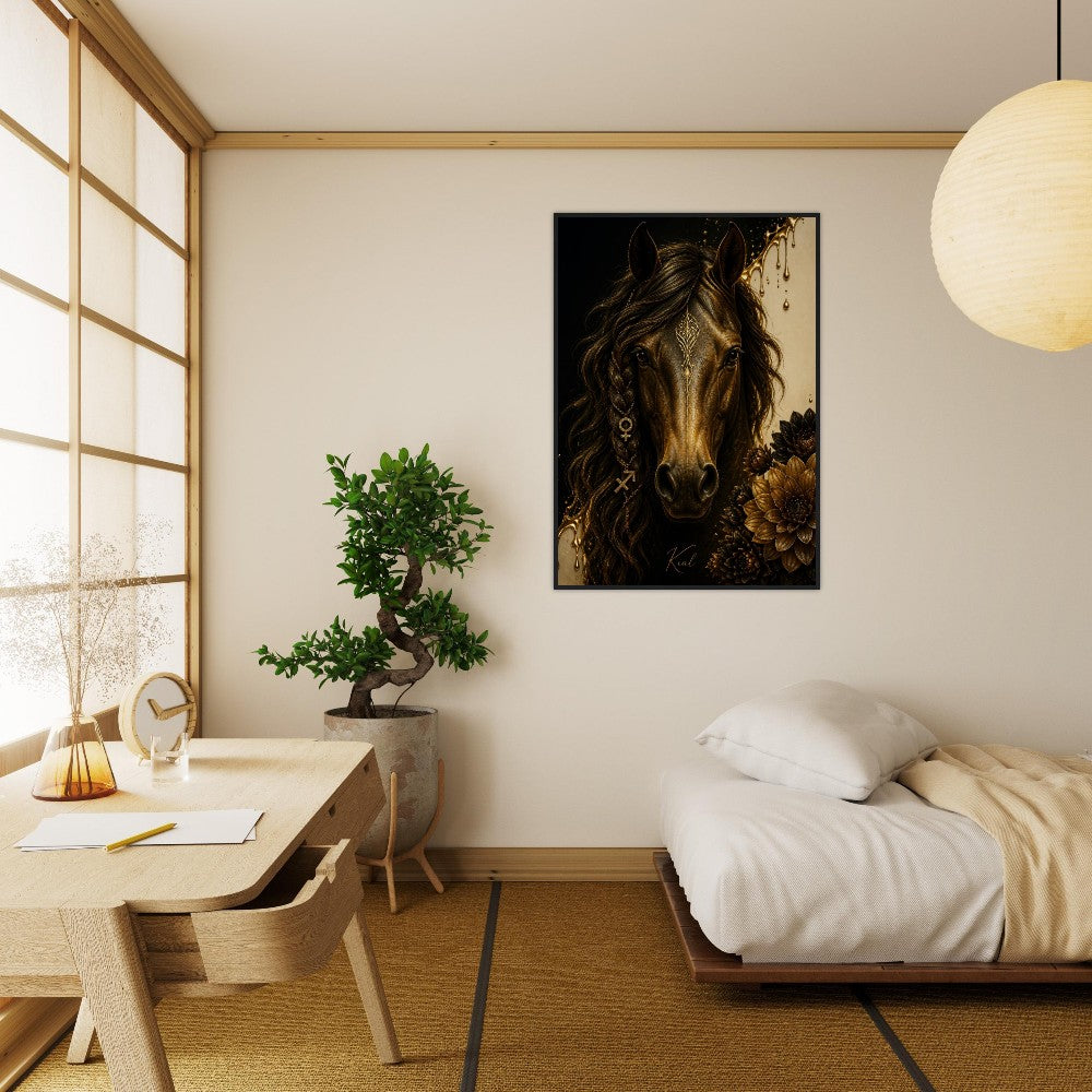 Sagittarius Zodiac Horse Poster, Gold Wall Art, Zodiac Gift for Her, Danish Art Studio