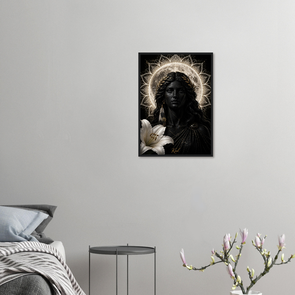 Virgo Zodiac Maiden Poster, Gold Wall Art, Astrology Canvas, Maiden Portrait, Zodiac Gift for Her, Danish Art Studio