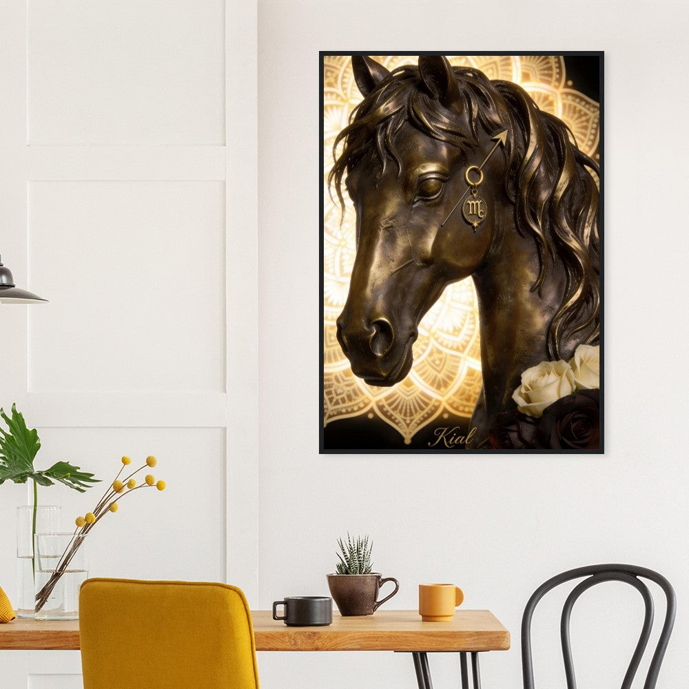Sagittarius Zodiac Horse Poster, Gold Wall Art, Zodiac Gift for Him, Danish Art Studio