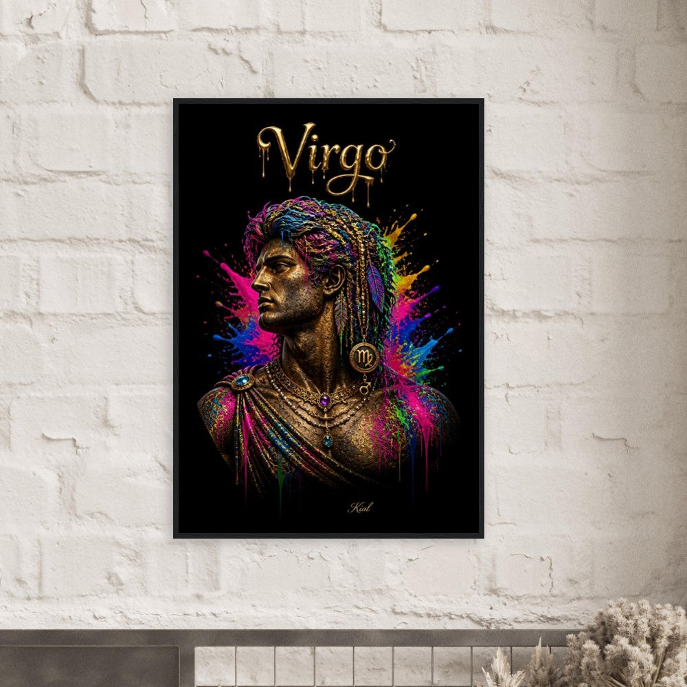 Virgo Neon Zodiac Maiden Poster, Colorful Wall Art, Artistic Astrology Canvas, Zodiac Gift for Him, Danish Art Studio