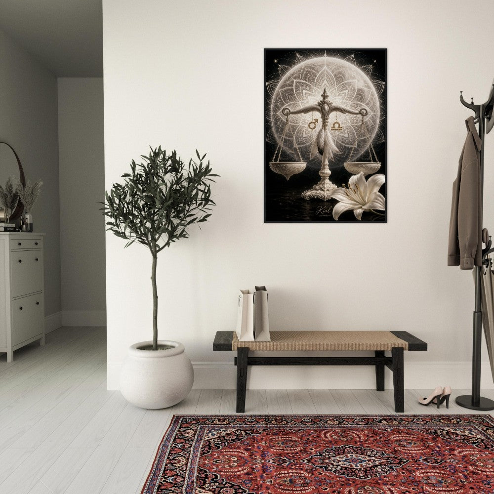 Libra Zodiac Scales Poster, Gold Wall Art, Astrology Canvas, Scales Portrait, Zodiac Gift for Him, Danish Art Studio