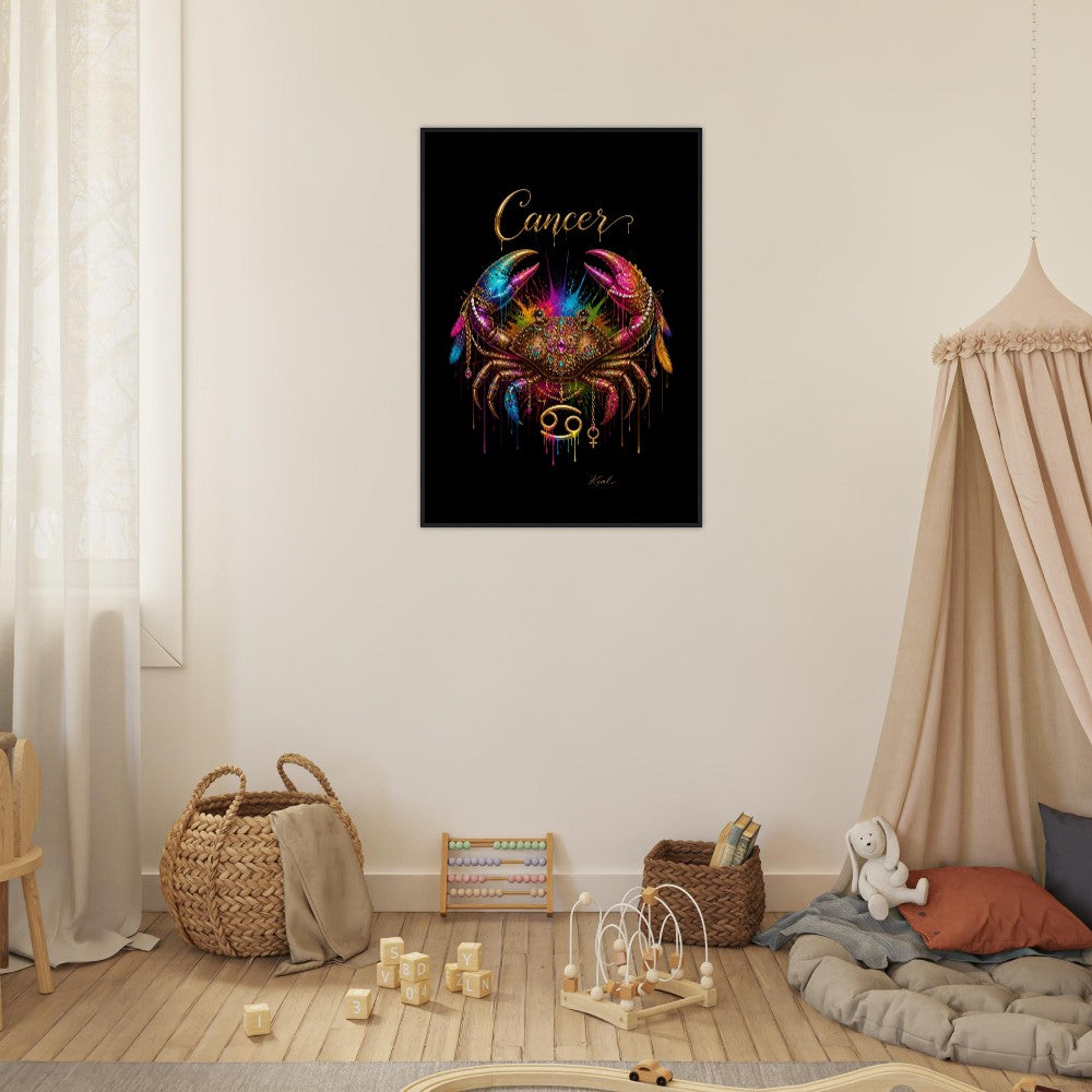 Krebs Neon Sternzeichen Krabben Poster, Bunte Wandkunst, Künstlerische Astrologie Leinwand, Sternzeichen Geschenk für Sie, Dänisches Kunststudio