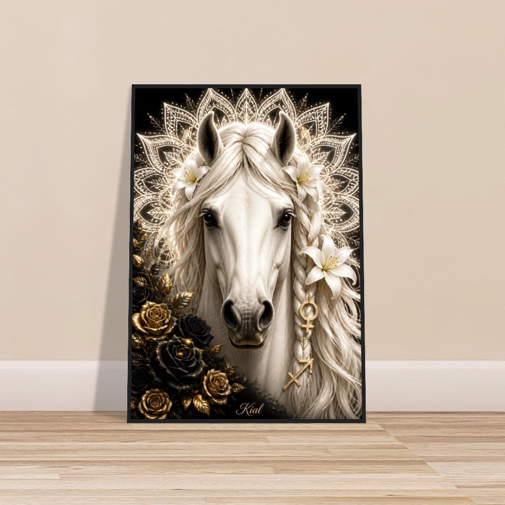 Sagittarius Zodiac Horse Poster, Gold Wall Art, Zodiac Gift for Her, Danish Art Studio