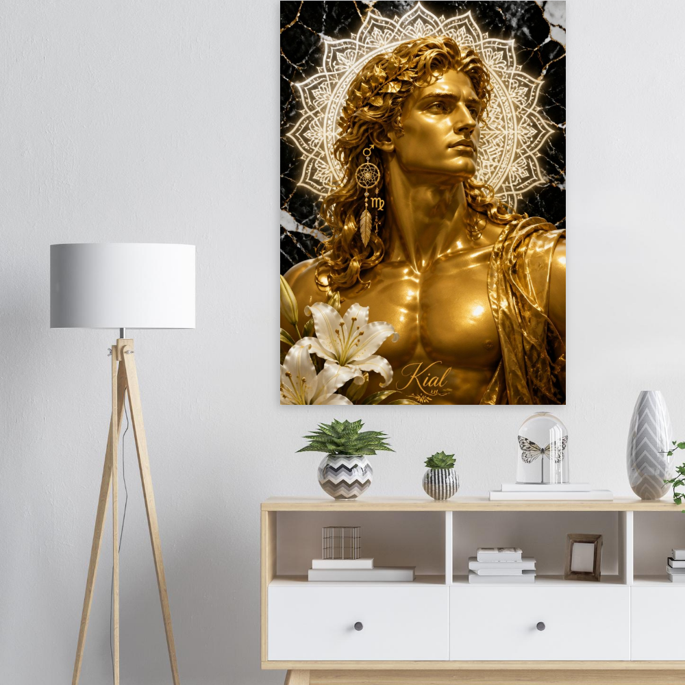Virgo Zodiac Maiden Poster, Gold Wall Art, Astrology Canvas, Maiden Portrait, Zodiac Gift for Him, Danish Art Studio