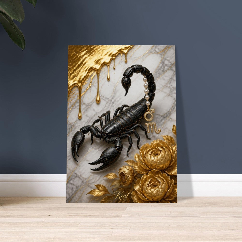 Scorpio Zodiac Scorpion Poster, Gold Wall Art, Zodiac Gift for Him, Danish Art Studio