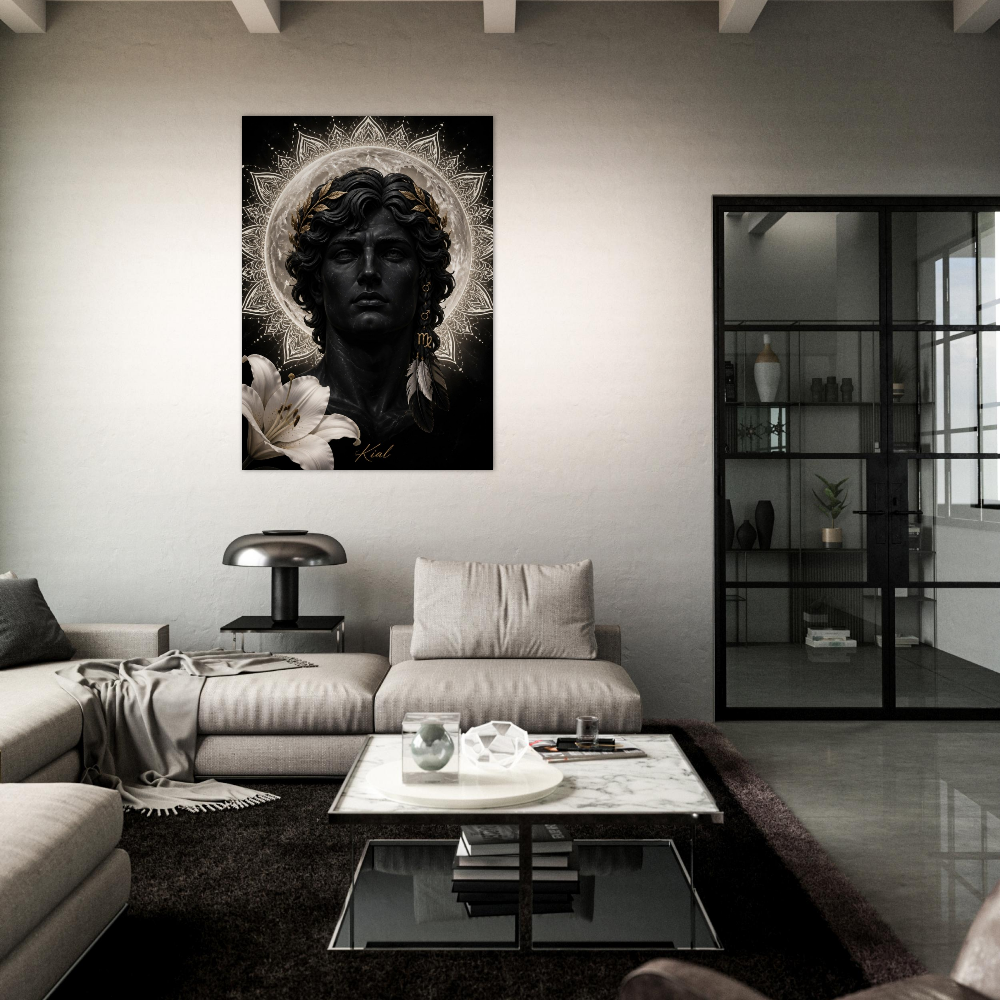 Virgo Zodiac Maiden Poster, Gold Wall Art, Astrology Canvas, Maiden Portrait, Zodiac Gift for Him, Danish Art Studio