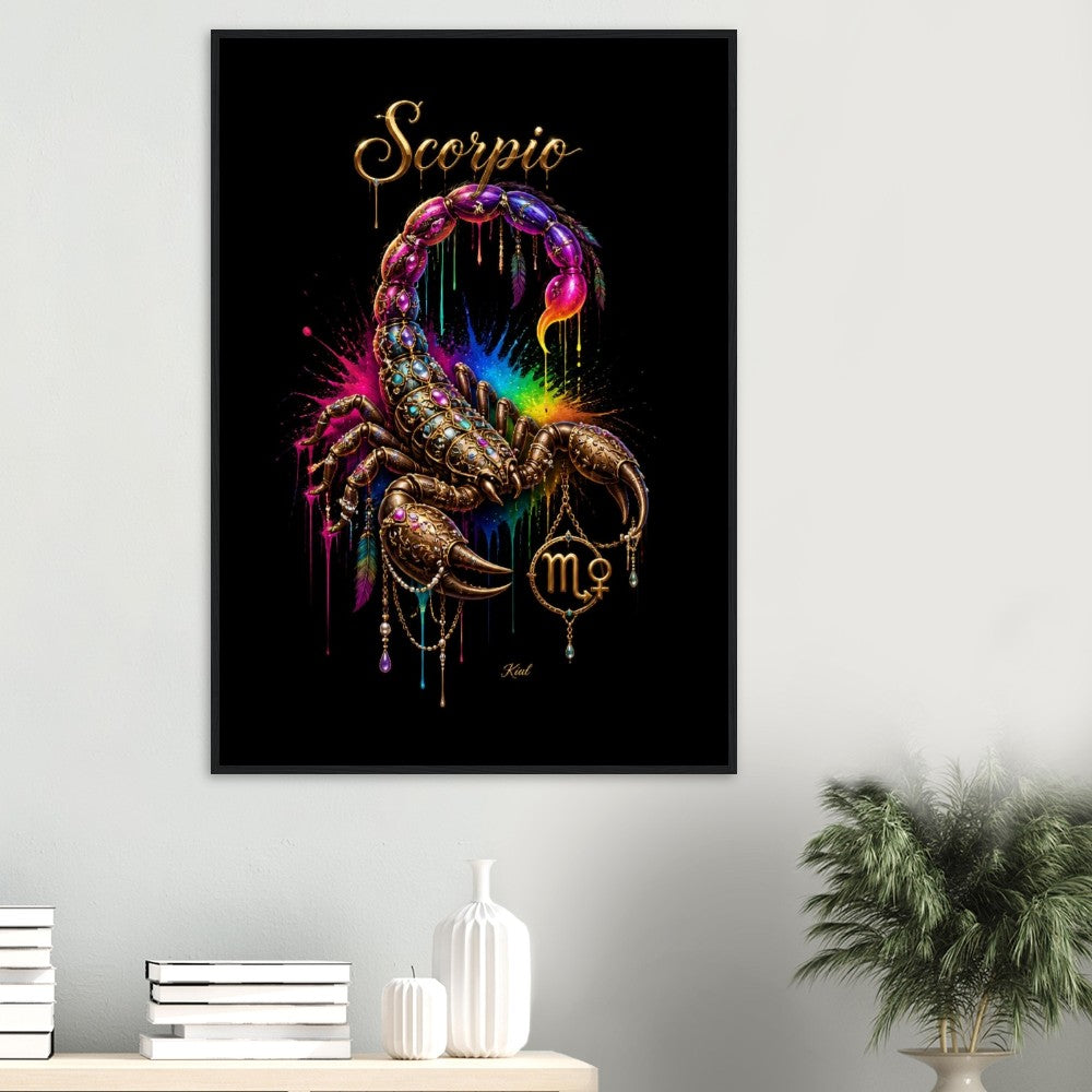 Scorpio Neon Zodiac Scorpion Poster, Colorful Wall Art, Zodiac Gift for Her, Danish Art Studio