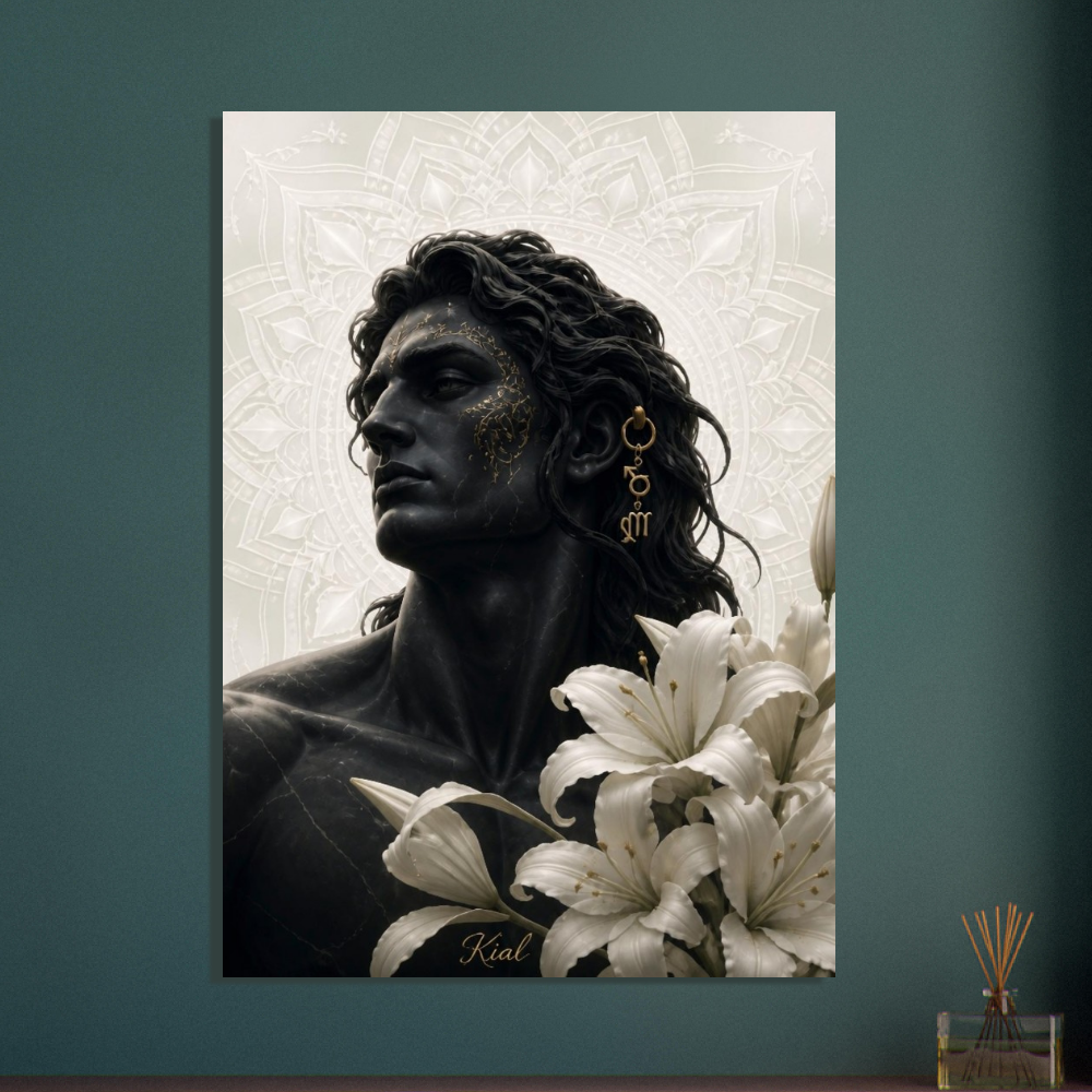 Virgo Zodiac Maiden Poster, Gold Wall Art, Astrology Canvas, Maiden Portrait, Zodiac Gift for Him, Danish Art Studio