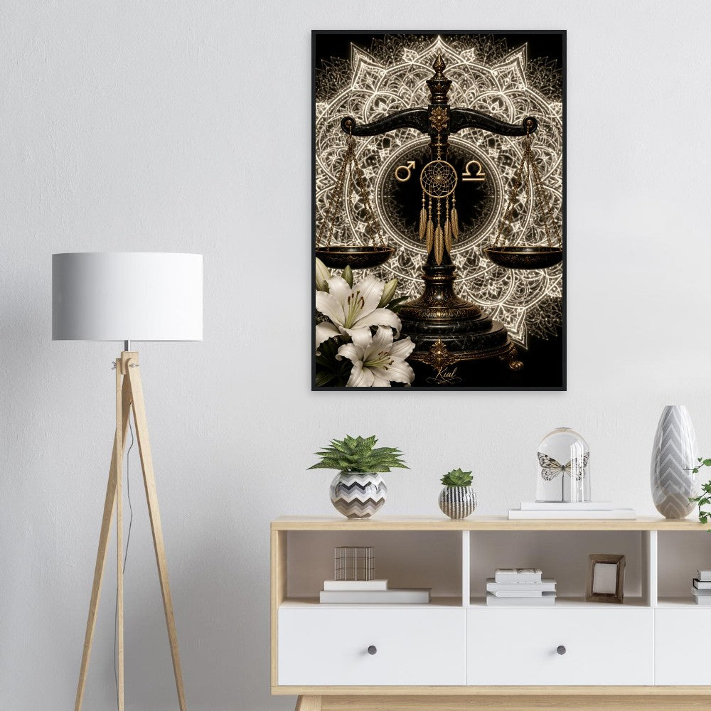 Libra Zodiac Scales Poster, Gold Wall Art, Astrology Canvas, Scales Portrait, Zodiac Gift for Him, Danish Art Studio