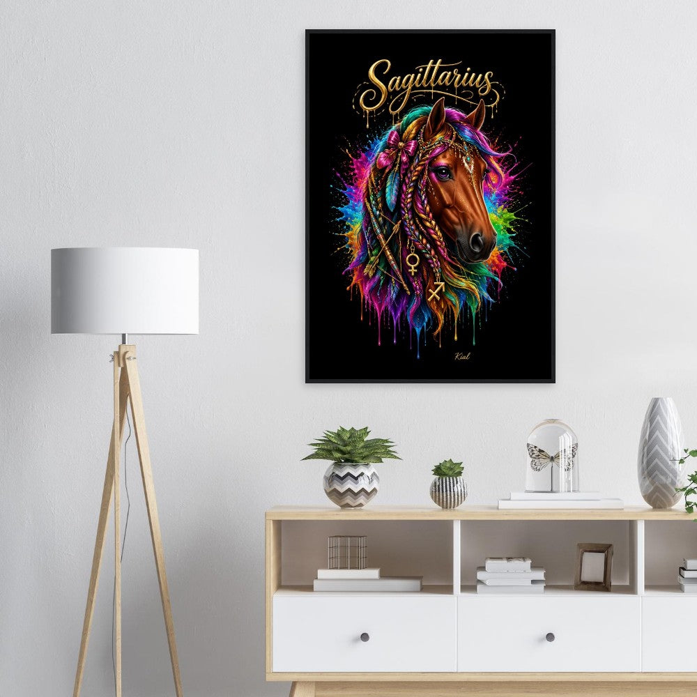 Sagittarius Neon Zodiac Horse Poster, Colorful Wall Art, Zodiac Gift for Her, Danish Art Studio
