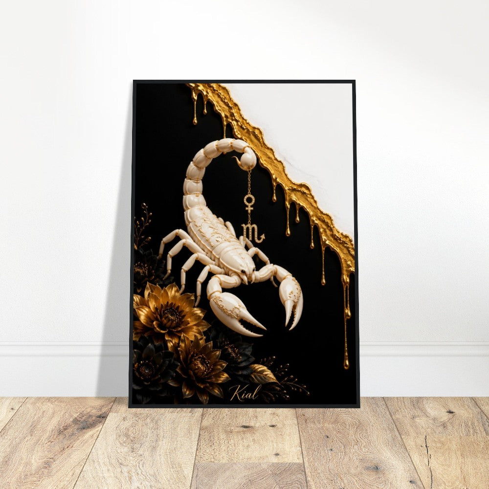 Scorpio Zodiac Scorpion Poster, Gold Wall Art, Zodiac Gift for Her, Danish Art Studio