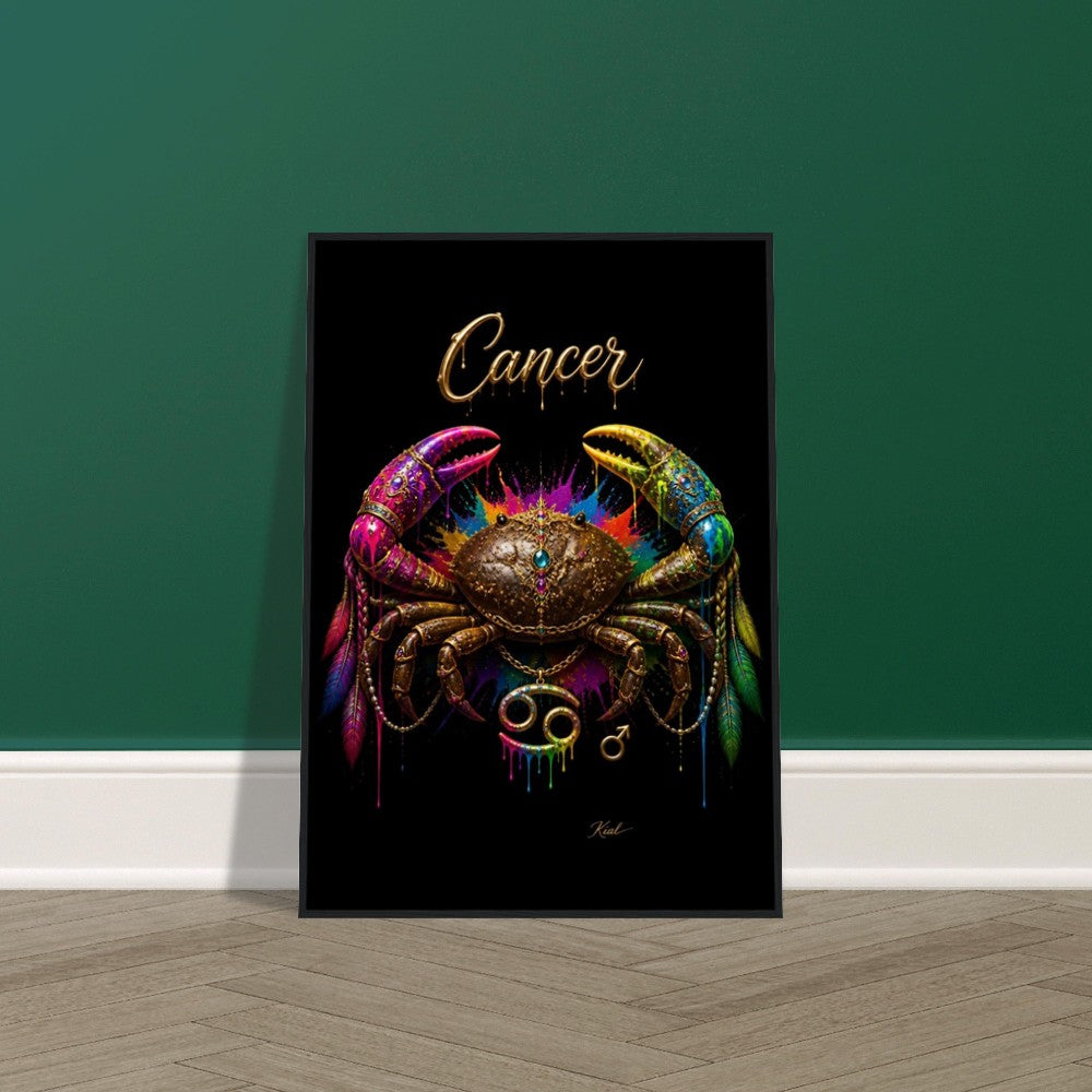 Krebs Neon Sternzeichen Krabben Poster, Bunte Wandkunst, Künstlerische Astrologie Leinwand, Sternzeichen Geschenk für Ihn, Danish Art Studio