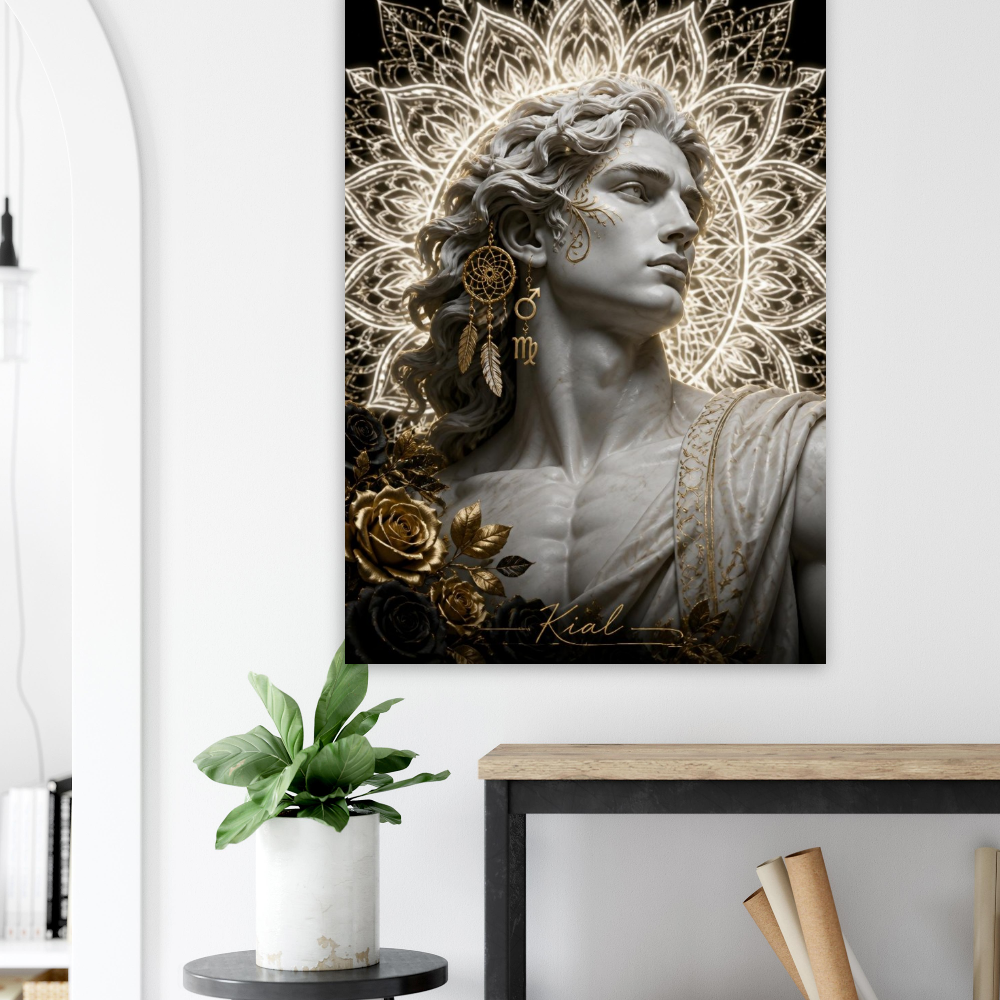 Virgo Zodiac Maiden Poster, Gold Wall Art, Astrology Canvas, Maiden Portrait, Zodiac Gift for Him, Danish Art Studio
