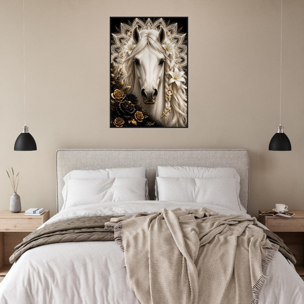 Sagittarius Zodiac Horse Poster, Gold Wall Art, Zodiac Gift for Her, Danish Art Studio