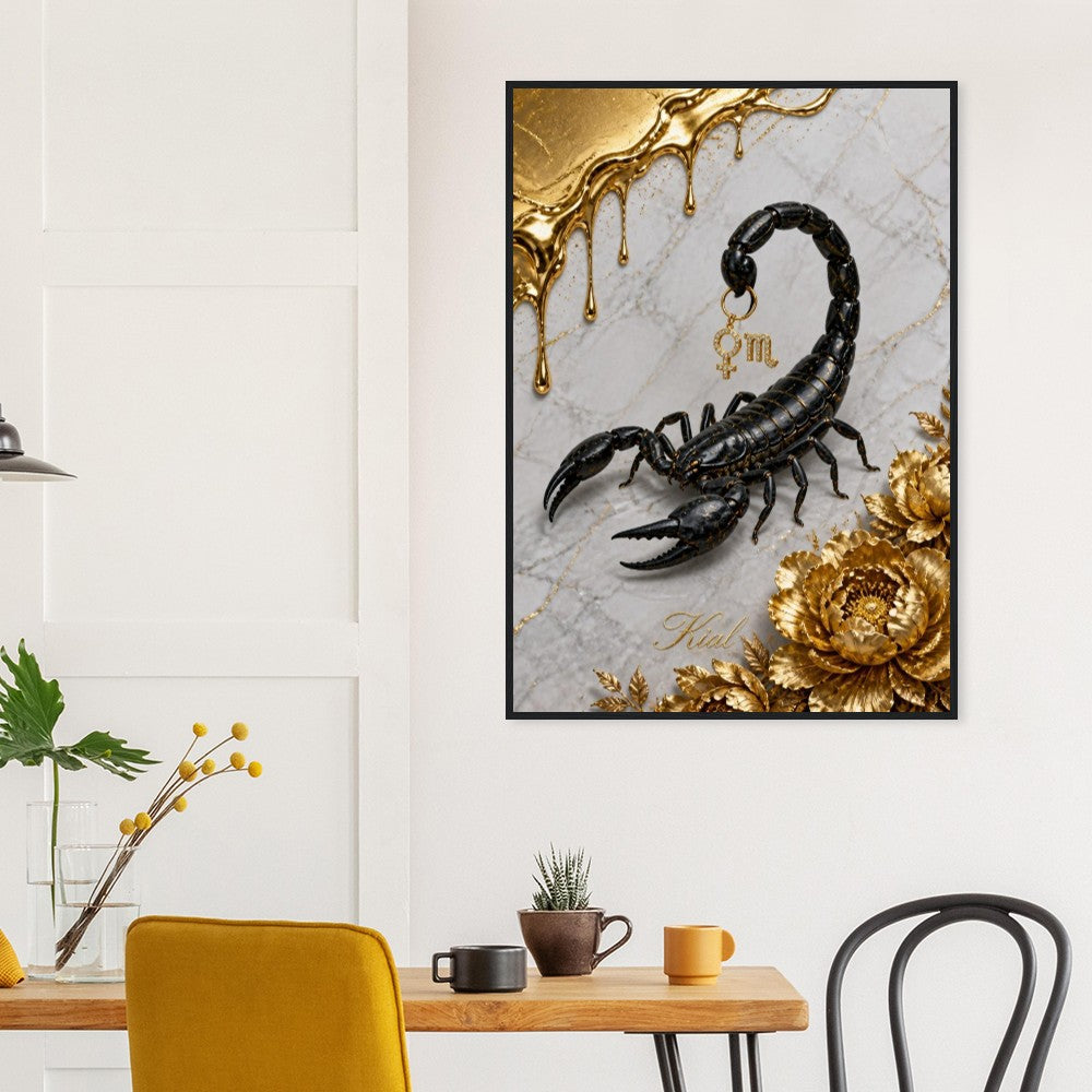 Scorpio Zodiac Scorpion Poster, Gold Wall Art, Zodiac Gift for Her, Danish Art Studio