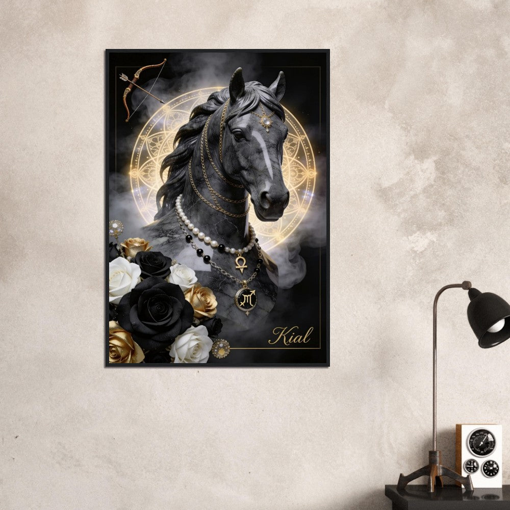 Sagittarius Zodiac Horse Poster, Gold Wall Art, Zodiac Gift for Her, Danish Art Studio