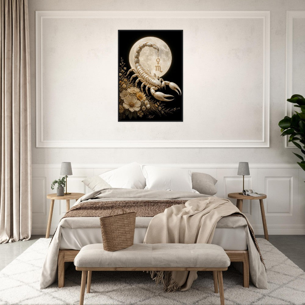 Scorpio Zodiac Scorpion Poster, Gold Wall Art, Zodiac Gift for Her, Danish Art Studio