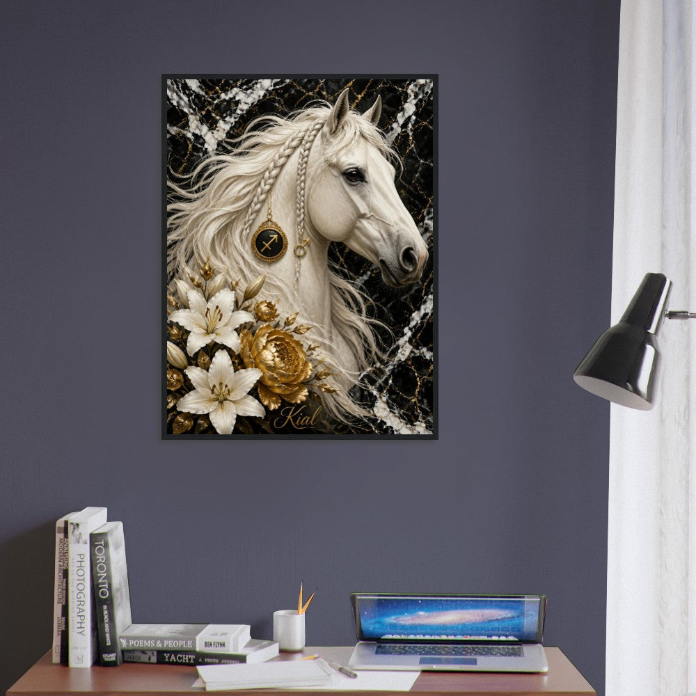 Sagittarius Zodiac Horse Poster, Gold Wall Art, Zodiac Gift for Him, Danish Art Studio