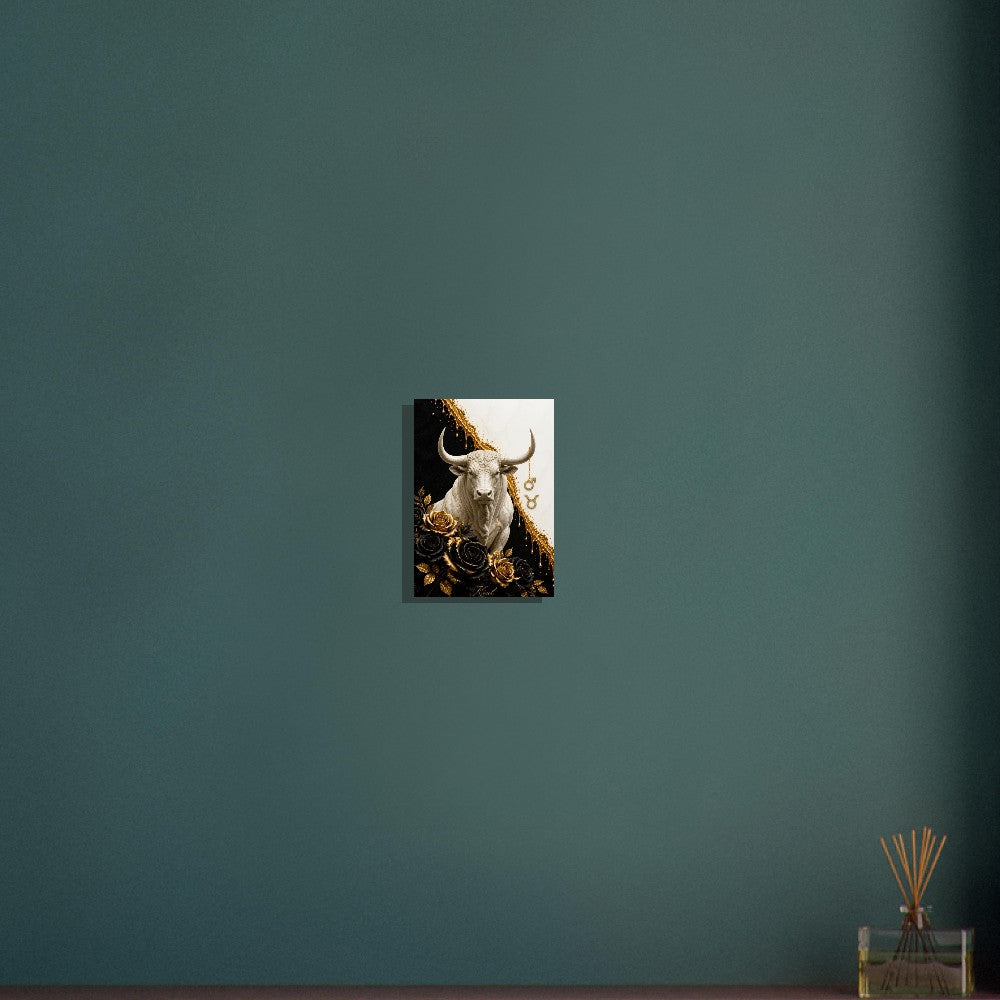 Taurus Zodiac Bull Poster, Gold Wall Art, Astrology Canvas, Bull Portrait, Zodiac Gift for Him, Danish Art Studio