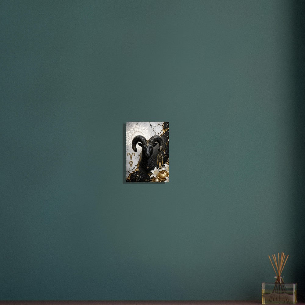 Aries Zodiac Ram Poster, Gold Wall Art, Astrology Canvas, Ram Portrait, Zodiac Gift for Her, Danish Art Studio