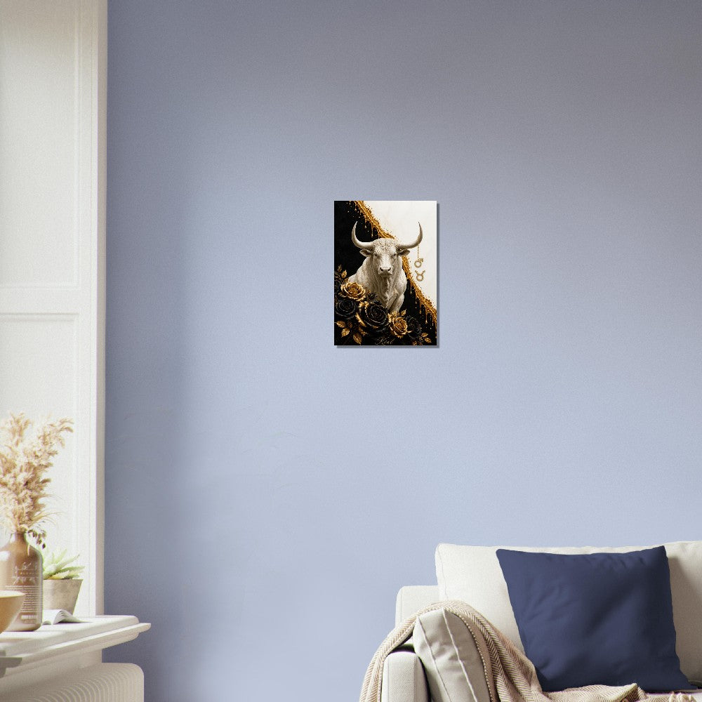 Taurus Zodiac Bull Poster, Gold Wall Art, Astrology Canvas, Bull Portrait, Zodiac Gift for Him, Danish Art Studio