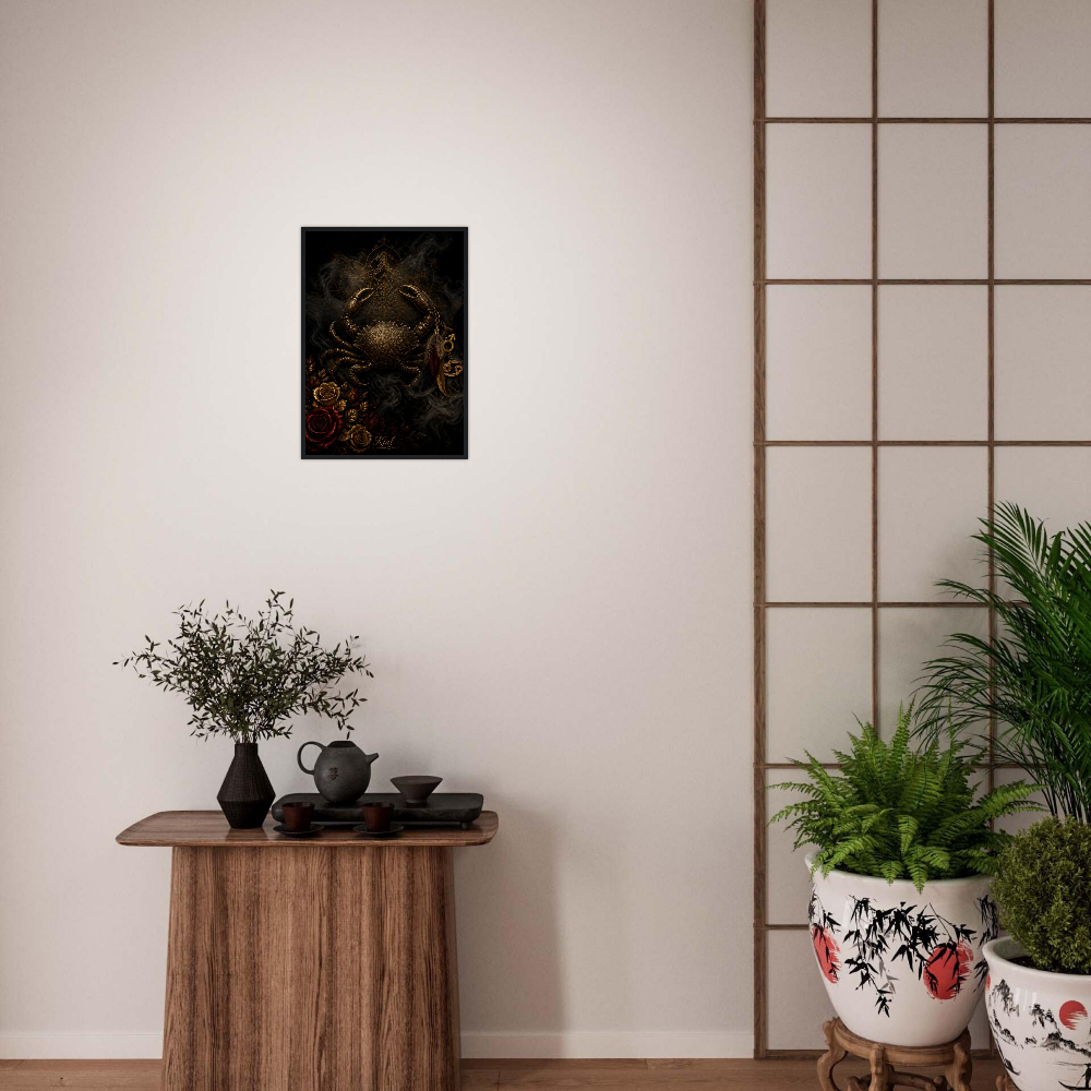 Cancer Zodiac Crab Poster, Gold Wall Art, Astrology Canvas, Crab Portrait, Zodiac Gift for Him, Danish Art Studio