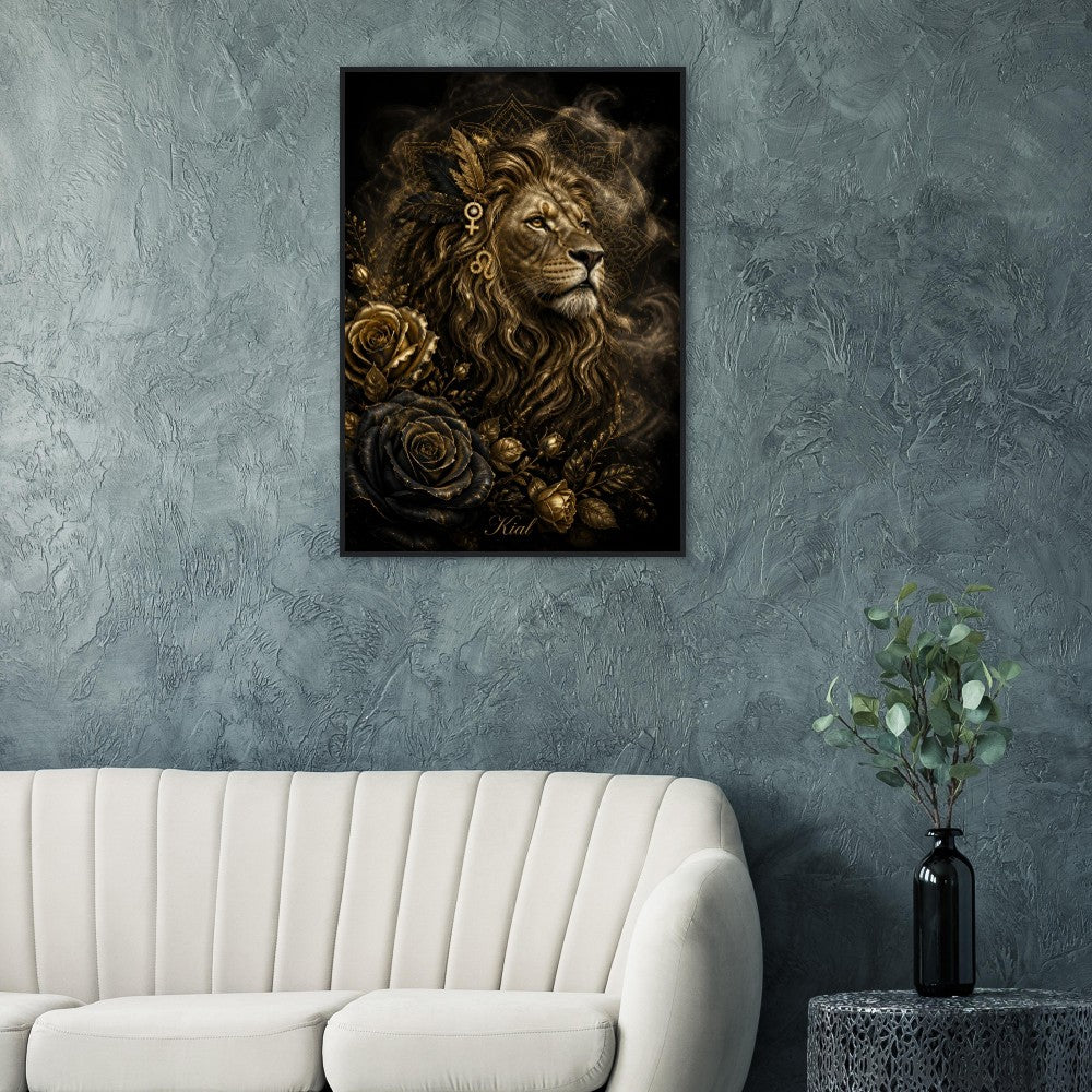 Leo Zodiac Lion Poster, Gold Wall Art, Astrology Canvas, Lion Portrait, Zodiac Gift for Her, Danish Art Studio