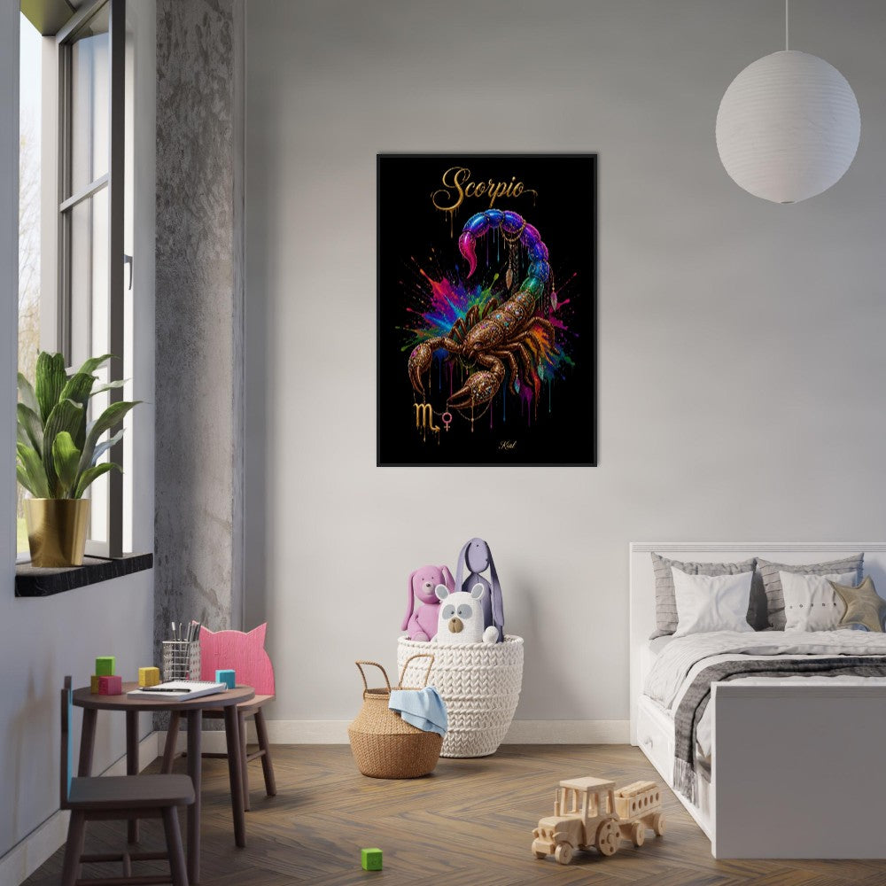 Scorpio Neon Zodiac Scorpion Poster, Colorful Wall Art, Zodiac Gift for Her, Danish Art Studio