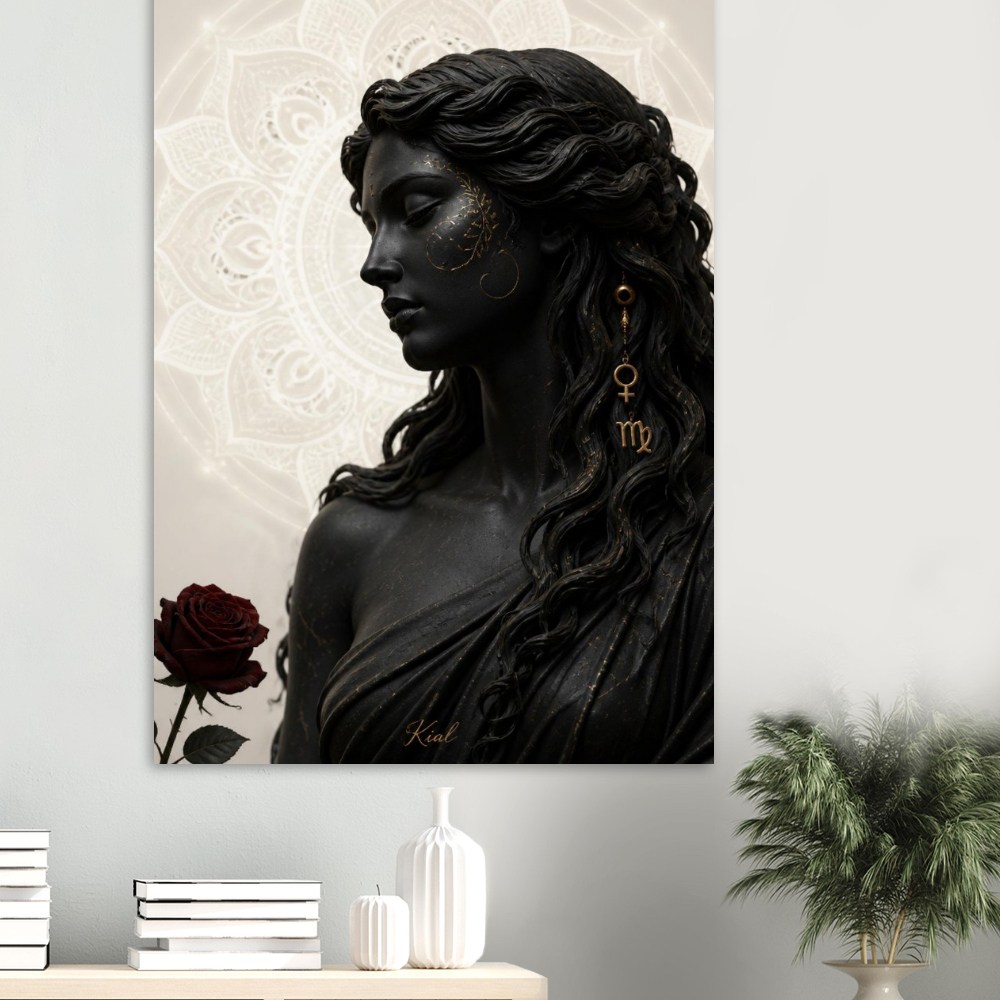 Virgo Zodiac Maiden Poster, Gold Wall Art, Astrology Canvas, Maiden Portrait, Zodiac Gift for Her, Danish Art Studio
