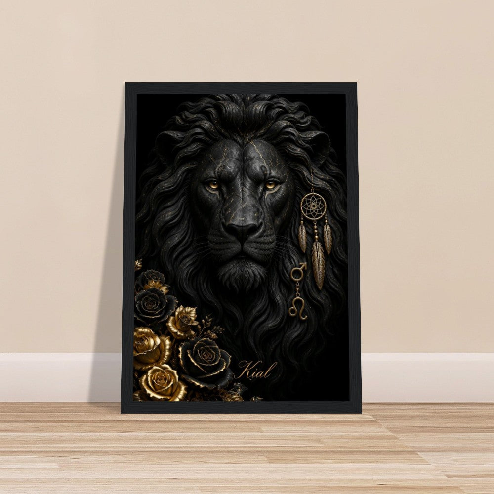 Leo Zodiac Lion Poster, Gold Wall Art, Astrology Canvas, Lion Portrait, Zodiac Gift for Him, Danish Art Studio