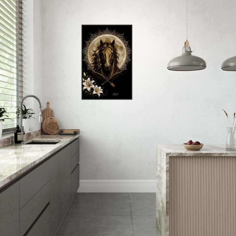 Sagittarius Zodiac Horse Poster, Gold Wall Art, Zodiac Gift for Him, Danish Art Studio