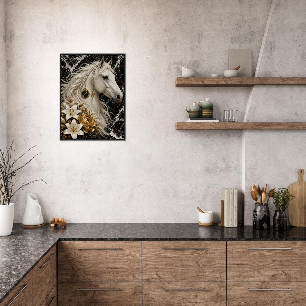 Sagittarius Zodiac Horse Poster, Gold Wall Art, Zodiac Gift for Him, Danish Art Studio