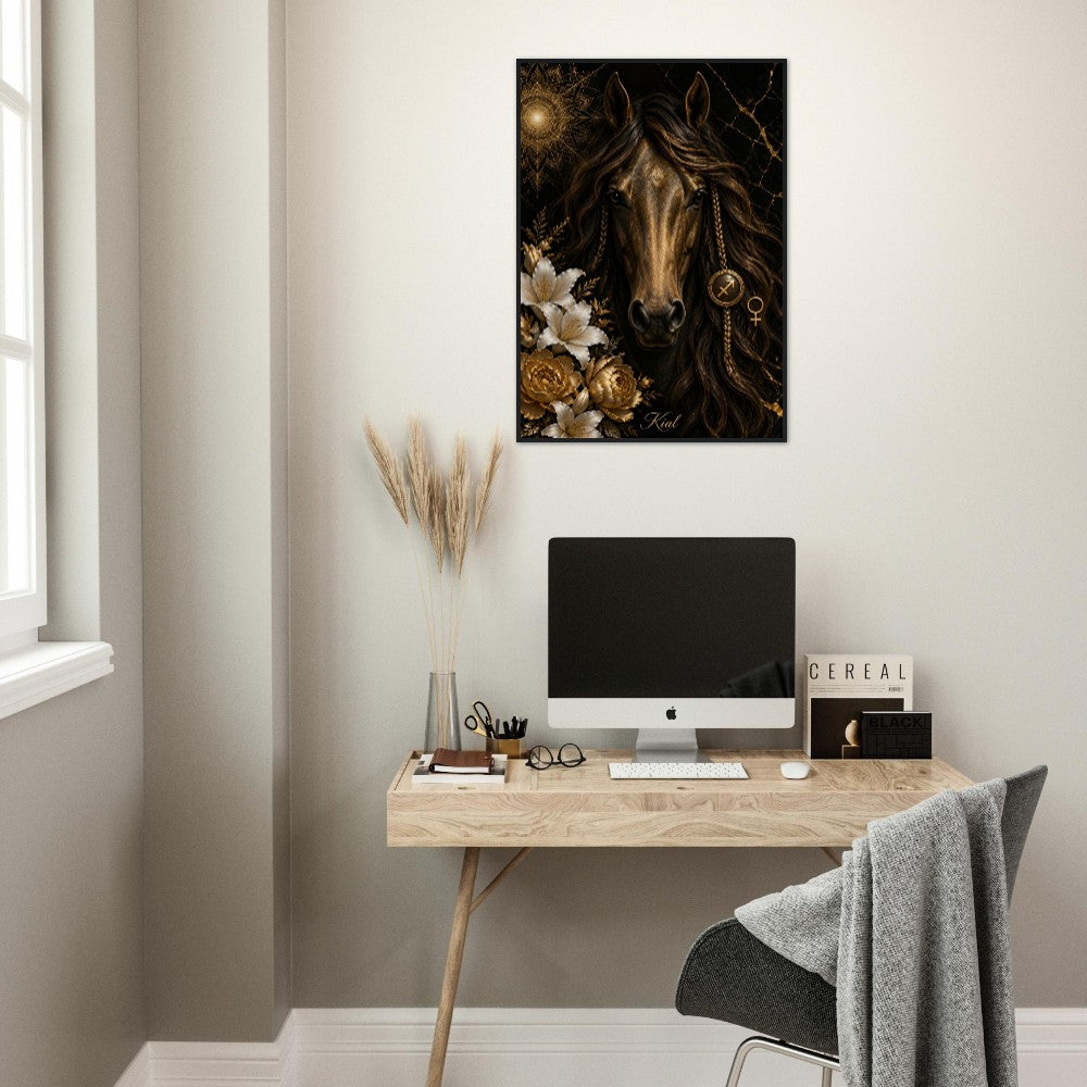 Sagittarius Zodiac Horse Poster, Gold Wall Art, Zodiac Gift for Her, Danish Art Studio