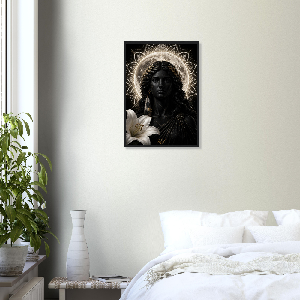 Virgo Zodiac Maiden Poster, Gold Wall Art, Astrology Canvas, Maiden Portrait, Zodiac Gift for Her, Danish Art Studio