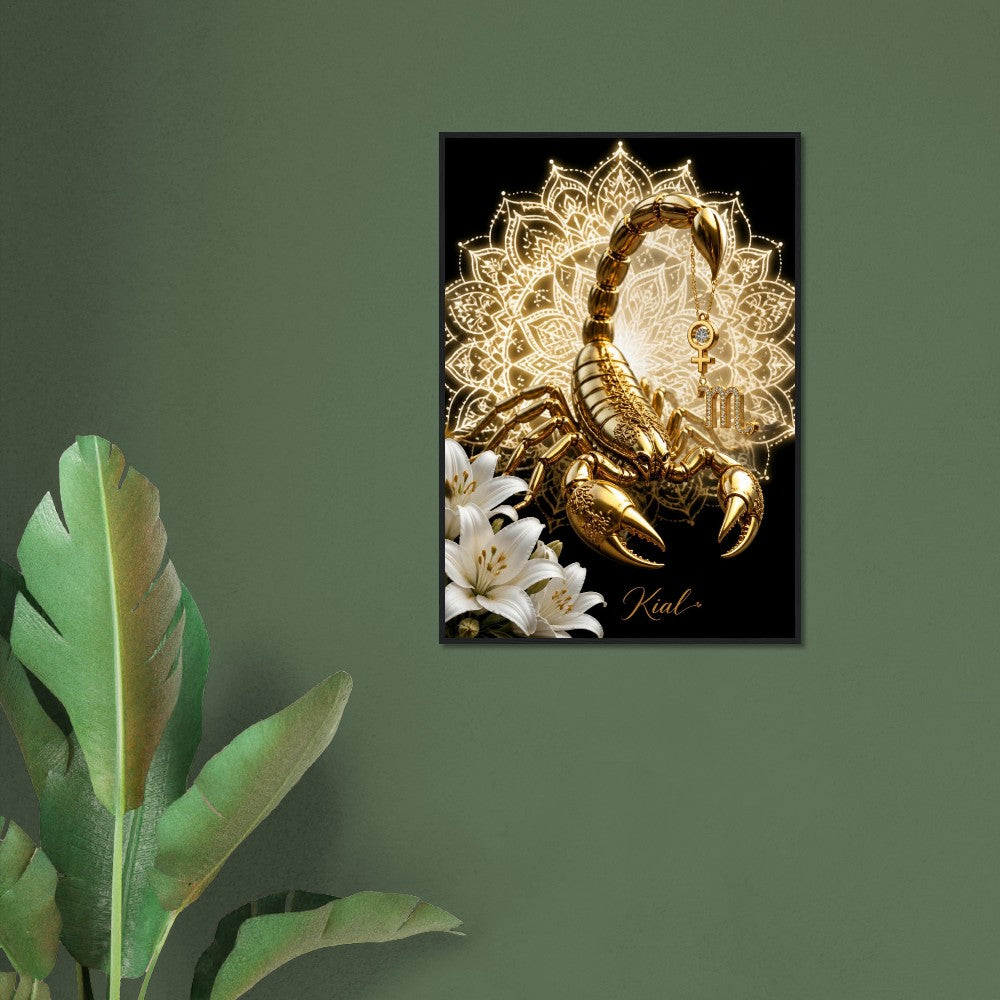Scorpio Zodiac Scorpion Poster, Gold Wall Art, Zodiac Gift for Her, Danish Art Studio