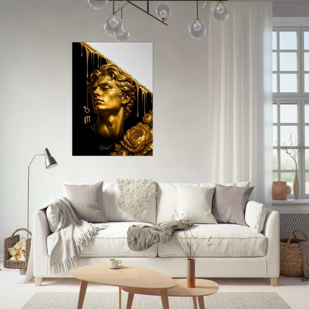 Virgo Zodiac Maiden Poster, Gold Wall Art, Astrology Canvas, Maiden Portrait, Zodiac Gift for Her, Danish Art Studio