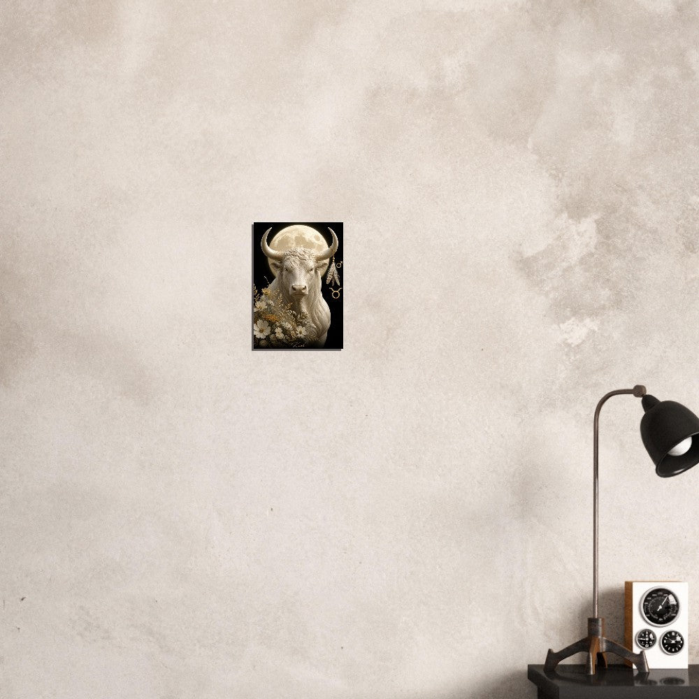 Taurus Zodiac Bull Poster, Gold Wall Art, Astrology Canvas, Bull Portrait, Zodiac Gift for Him, Danish Art Studio