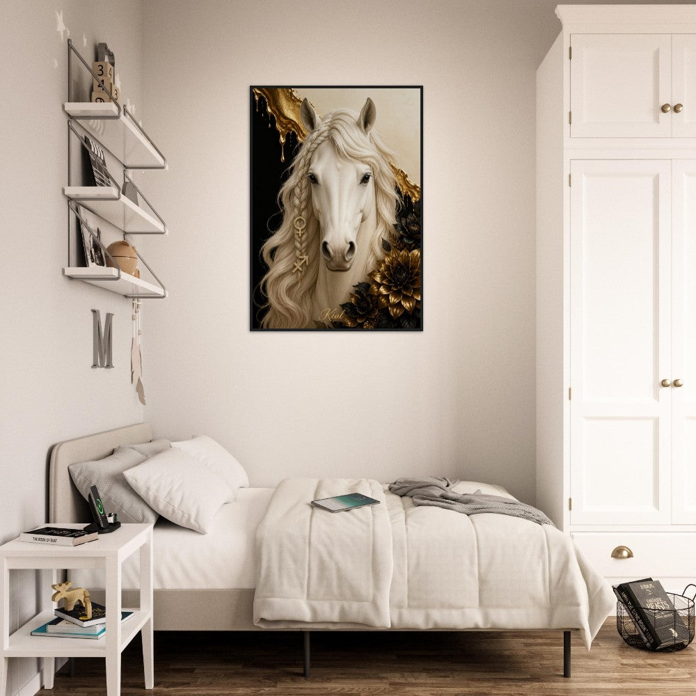 Sagittarius Zodiac Horse Poster, Gold Wall Art, Zodiac Gift for Her, Danish Art Studio