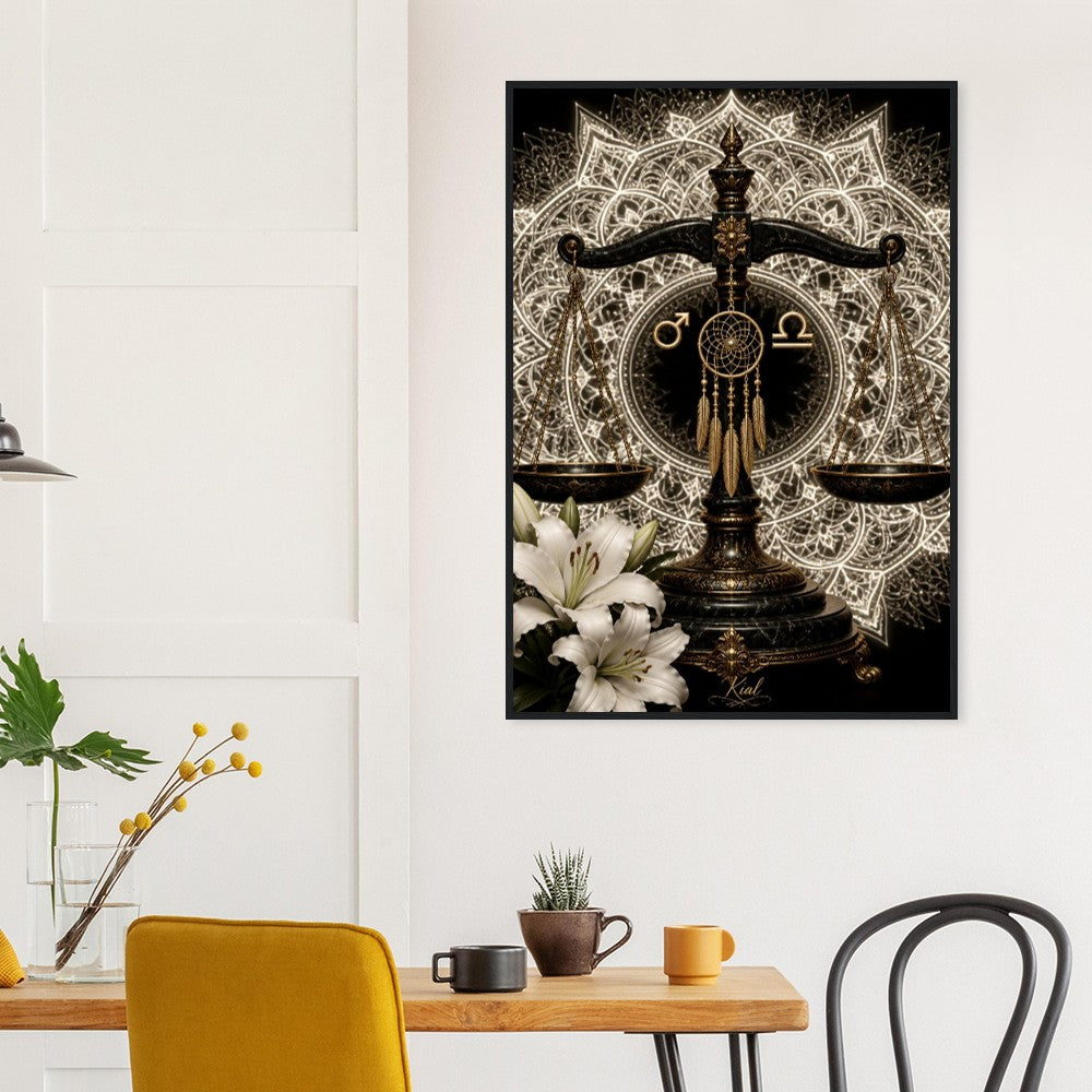 Libra Zodiac Scales Poster, Gold Wall Art, Astrology Canvas, Scales Portrait, Zodiac Gift for Him, Danish Art Studio