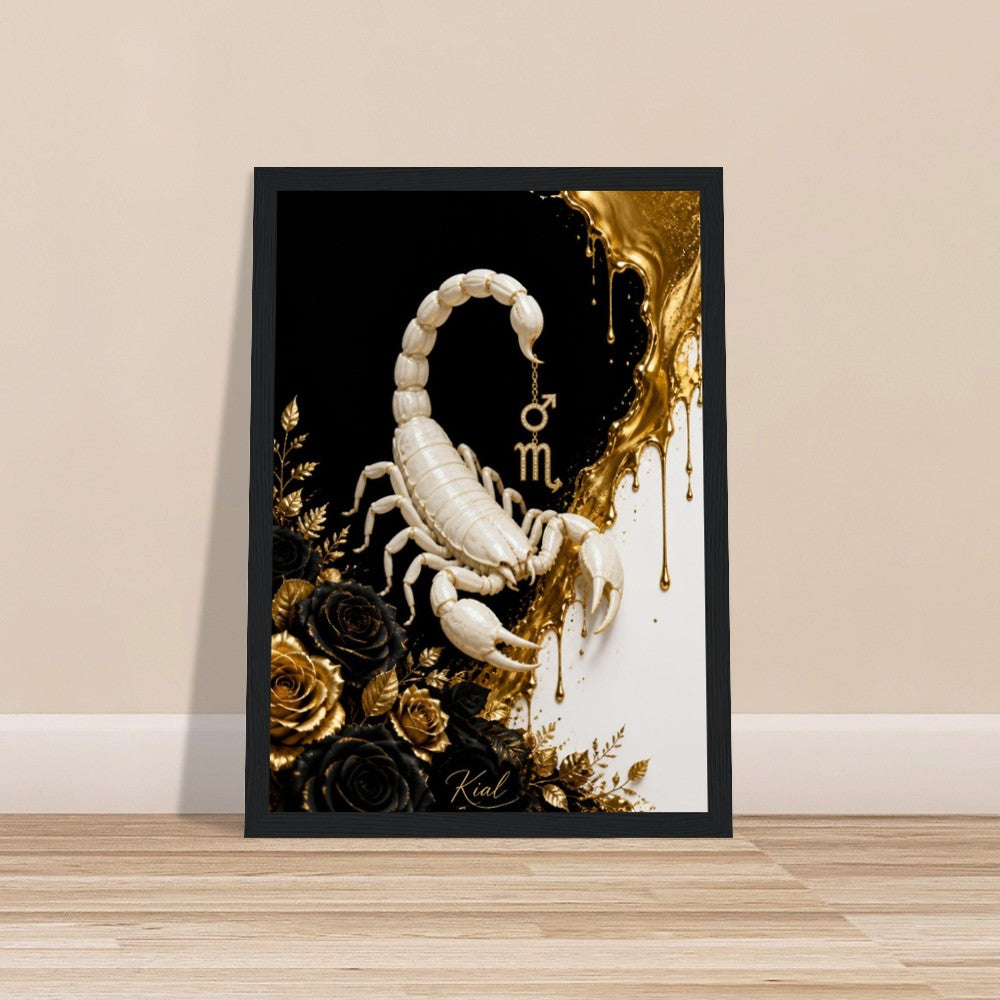 Scorpio Zodiac Scorpion Poster, Gold Wall Art, Zodiac Gift for Him, Danish Art Studio
