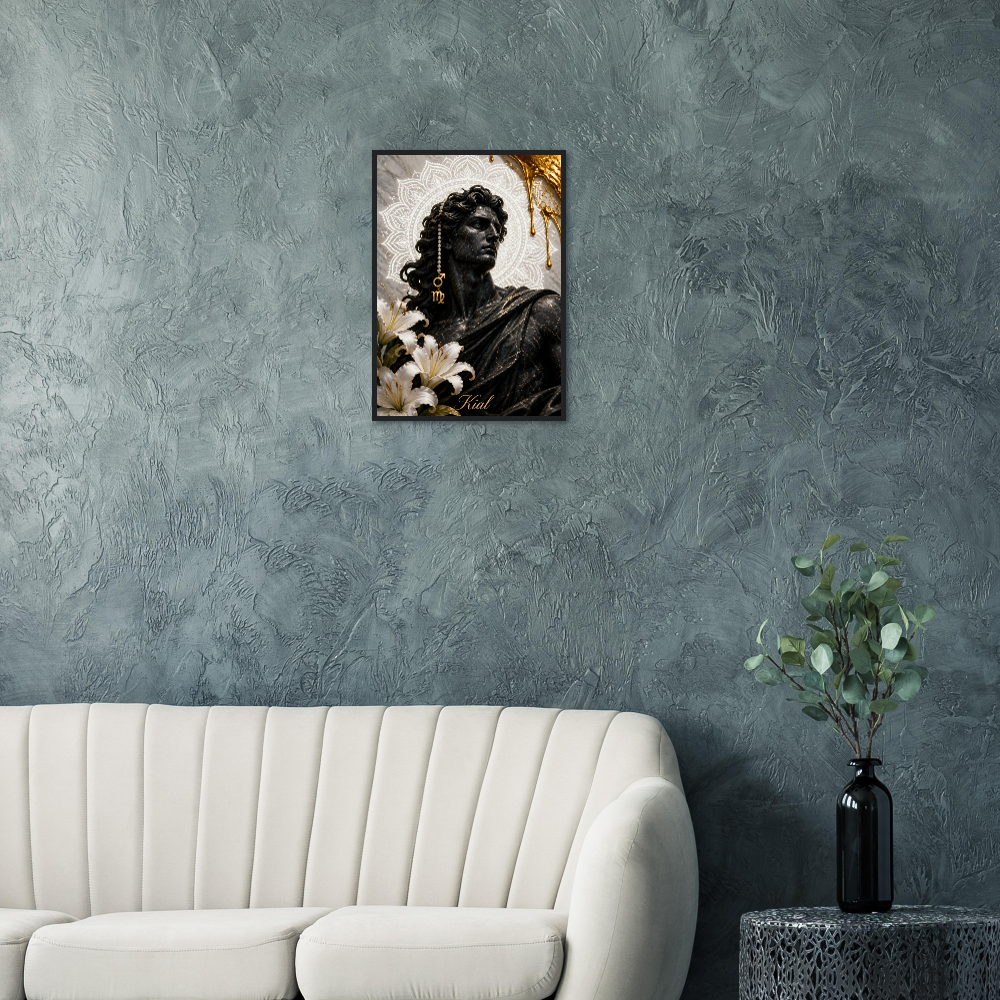 Virgo Zodiac Maiden Poster, Gold Wall Art, Astrology Canvas, Maiden Portrait, Zodiac Gift for Him, Danish Art Studio